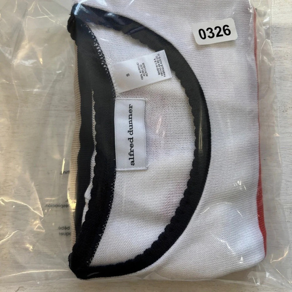 NWT Alfred Dunner Blouse Knit Striped White Blue Salmon Acrylic S - Picture 7 of 7